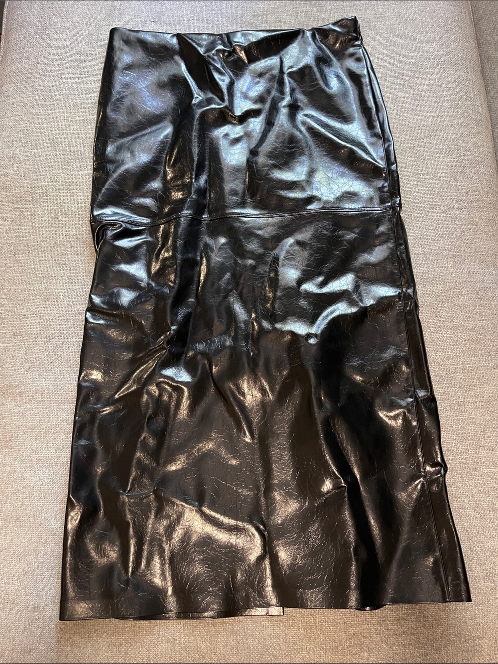 H&M Classic long Black patent Faux Leather Pencil Skirt